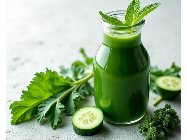 Botol jus cold-pressed organik Hijau Bermusim